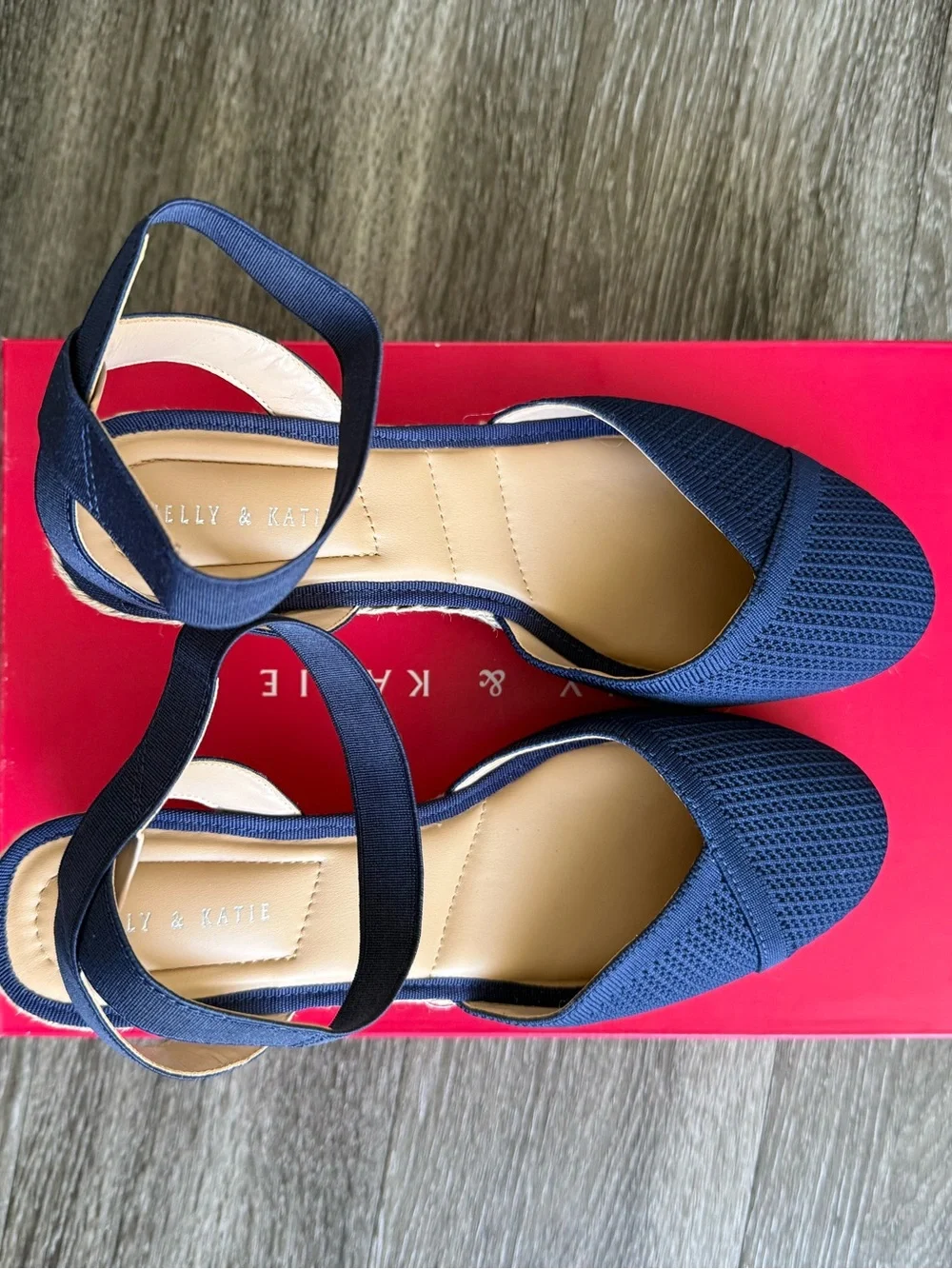 Kelly & Katie Navy Espadrille Ankle-Strap Wedges